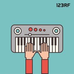 Vector illustration of hands playing a piano instrument icon over blue background. Piano Instrument, Illustration Music, Piano Studio, Midi Keyboard, Music Composers, Keyboard Piano, Colorful Design, Blue Background, Blue Backgrounds