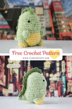 crocheted stuffed animal made to look like an elephant, with the words free pattern below it