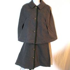 Beautiful Vintage / Retro 1950s Era Pewenit, Made In Tyrol Austria, Wool Sleeveless Blazer / Jacket / Vest / Poncho / Ethnic Costume, In Gray With Genuine Stag Buttons And Green Trim, Fully Lined In Red Plaid. One Size. Matching Skirt Available In Separate Listing, Although Pictured Here! Jacket Measures Approx 71" Wide At Flaired Bottom, Approx 26" Long In Back Perfect For Oktoberfest / Octoberfest / Beer Festival! Vintage Wool Cape Outerwear, Vintage Fitted Cape Outerwear, Octoberfest Beer, Tyrol Austria, Sleeveless Blazer, Beer Festival, Jacket Vest, Gray Green, Wool Jacket