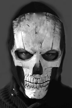 Skull Mask Concept Art, Evil Skull Mask, Skull Mask Soldier, Evil Mask, Military Masked Men, Masked Military Man, Creepy Masks, Gas Mask Art, Reaper Tattoo