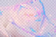 an abstract photo with blue and pink lights in the background, as well as bubbles