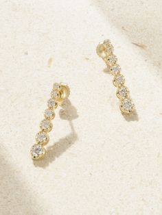 Jennifer Meyer's earrings are the perfect finishing touch to evening looks. Handcrafted from polished 18-karat gold, they're prong-set with 0.44-carats of sparkling diamonds that graduate in size - the round, brilliant-cut shapes allow the light to catch and refract from every angle. Timeless Yellow Gold Diamond Earrings For Formal Occasions, Luxury Linear Diamond Earrings With Single Cut Diamonds, Dazzling Yellow Gold Earrings With Single Cut Diamonds, Formal Dazzling Diamond Earrings With Single Cut Diamonds, Elegant Everyday Luxury Brilliant Cut Diamond Earrings, Timeless Formal Earrings With Single Cut Diamonds, Dazzling Yellow Gold Diamond Earrings With Accents, Elegant Yellow Gold Diamond Earrings With Accents, Luxury Linear Earrings With Single Cut Diamonds For Anniversary