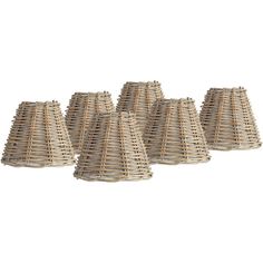 set of four wicker lamps on white background