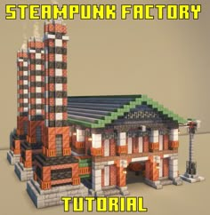 an image of a building made out of legos with the words steampunk factory on it