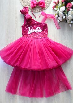 Barbie Birthday Party Dress, Barbie Outfits For Kids Birthday, Barbie Birthday Party Outfit Kids, Barbie Tutu Outfit Birthday, Barbie Dress For Kids, Toddler Barbie Outfit, Barbie Dress For Girls Kids, Girls Barbie Costume, Barbie Dress Up