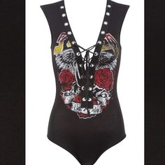 Nwt Made Out Of 96% Rayon And 4% Spandex Edgy Black Sleeveless Bodysuit, Edgy Sleeveless Summer Bodysuit, Black Stretch Bodysuit For Festivals, Gothic Bodysuit For Night Out, Tank Bodysuit, Country Concert, Lace Tops, Dolls Kill, Rocket