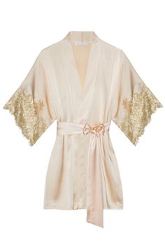 Oh, Tara! You're so fancy in your Gilded French lace sleeves... Add a romantic touch... Bridal Robes Getting Ready, Bridal Chemise, Silk Bridal Robe, Lace Bridal Robe, Bridal Kimono, Silk Romper, Silk Kimono Robe, Chiffon Wrap, Satin Kimono