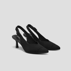 Pointed-Toe Slingback Sandals (Addison), Black, EU38.5 Black Pointed Toe Slingback Sandals With Padded Heel, Black Pointed Toe Classic Slingback Sandals, Black Fitted Pointed Toe Slingback Sandals, Black Leather Pointed Toe Slingback Sandals, Black 4-inch Heel Slingback Sandals, Kitten Heel Shoes, Most Comfortable Shoes, Black Sandals Heels, Slingback Heel