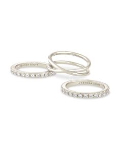 Livy Ring Set of 3 | Kendra Scott Silver Rings Set, Stacking Ring Set, Silver Ring Set, Book Jewelry, Gold Ring Sets, Local Jewelry, Three Words, Stud Set, Stone Studs