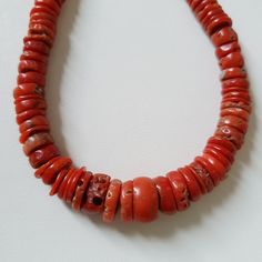 VINTAGE CORAL BEADS 100%Natural Italian Undyed Red Coral Beads Smooth Polished Mediterranean Beads Handmade Coral Beads Ready For Jewelry. About Item :- Beads Size :- 12X6'mm to 6X2'mm Size-Approx. Strand Length:- 10 Inches Carat Weight : 120.25 Carat Gemstone : Natural Italian Coral Color :- As Seen In Picture Payment policy We accept the payment via PayPal only. Shipping policy We Ship the item as per our shipping policy once we receive the payment. We understand that getting your items quickl Handmade Red Coral Round Beads, Handmade Red Coral Beads, Handmade Round Red Coral Beads, Bohemian Red Round Beads, Gems And Cabochons, Red Hand-strung Beads For Jewelry Making, Red Bohemian Round Beads, Bohemian Red Round Beads, Bohemian Red Beads, Red Artisan Beads With Natural Stones