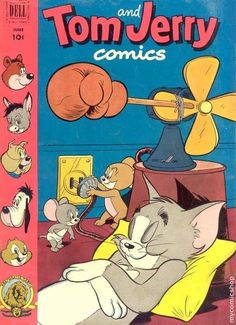 an old comic book with cartoon animals and mice on the cover, in front of a blue background