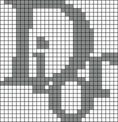 a cross stitch pattern with the letter d in grey and white, on a gray background