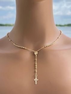 Gold Filled  Rosary Necklace * Gold Rosary * Catholic Jewelry *Confirmation* Anniversary Gift * Dainty Necklace * 18K Gold Filled * Handmade Rosary Jewelry Aesthetic, Gold Catholic Jewelry, Gold Rosary Necklace, Cross Necklace Gold, Ethereal Jewelry, Rosary Jewelry, Catholic Necklace, Gold Rosary, Silver Bracelets For Women