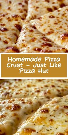 homemade pizza crust - just like pizza hut with cheese and pepperoni toppings on top