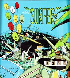 an advertisement for surfs featuring women in bathing suits