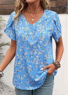 Color:Sky Blue;Size:XL;Package Contents:1 X T Shirt;Occasion:Other;Style:Casual; Elegant Dresses Plus Size, Beach Bridesmaid Dresses, Summer Items, Plaid Outfits, Ditsy Floral Print, Plain Tops, Black Swimwear, Blue T Shirt, Vintage Plaid