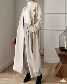 Zlily - Wool Blend Overcoat in Beige with Matching Belt Beige Lapel Collar Outerwear For Fall, Beige Solid Color Outerwear For Fall, Long Sleeve Beige Wool Coat For Fall, Beige Single Breasted Sweater Coat With Lapel Collar, Elegant Oversized Beige Wool Coat, Elegant Beige Winter Outerwear, Elegant Beige Solid Color Outerwear, Single Breasted Long Sleeve Wool Coat For Spring, Single-breasted Long Sleeve Wool Coat For Spring