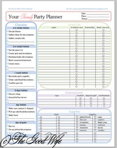 a printable party planner is shown