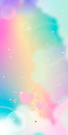 an abstract background with hearts and stars in pastel colors, including blue, pink, green, yellow