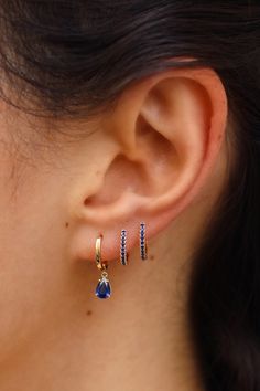 Royal Blue Earrings, Diamond Initial Necklace, Initial Earrings, Prom Jewelry, Classy Jewelry, Jewelry Lookbook, Blue Jewelry, Sapphire Earrings, Girly Jewelry