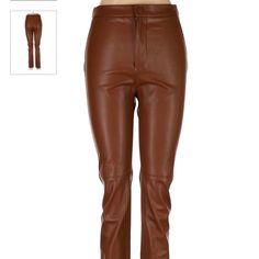 Faux Leather High Rise Leggings In Copper/Brown Size S Never Worn Fitted Brown Leather Pants For Fall, Brown Faux Leather Bottoms With Belt Loops, Trendy Brown Leather Pants For Fall, Trendy Brown Leather Pants, Brown Faux Leather Bottoms For Spring, High-waisted Brown Leather Pants, Brown Faux Leather Straight Leg Bottoms, Brown Leather High-waisted Pants, Brown Leather Pants For Night Out