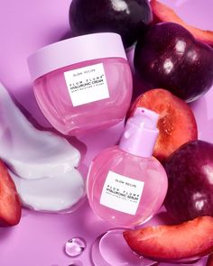 Our two Plum Plump Hyaluronic best-sellers, now in one plumping, hydrating kit! This powerful hydrating duo set is packed with 5 molecular weights of hyaluronic acid & 3 types of antioxidant-rich plum for intense, juicy hydration and plump, glowing skin. While the lightweight Plum Plump Hyaluronic Serum works to sink deep into skin to hydrate each layer and help diminish the appearance of visible fine lines, our Plum Plump Hyaluronic cream balances skin with polyglutamic acid and plumps skin wit Plum Plump Cream, Glow Recipe Plum Plump, Plum Plump, Cute Skincare, Polyglutamic Acid, Sephora Skin Care, Skincare Inspiration, Hyaluronic Serum, Glow Recipe