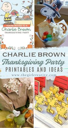 charlie brown thanksgiving party printables and ideas