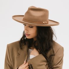 Gigi Pip felt hats for women - Luca Pencil Brim Teardrop Fedora - teardrop fedora crown with a pencil rolled brim Gigi Pip, Pencil Roll, Halo Style, Wearing A Hat, Find Color, Felt Hat, Box Color, Fedora Hat, Girl With Hat