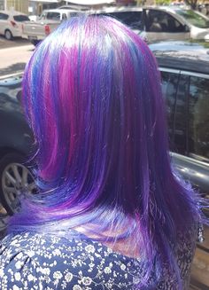 Hair Color Blue And Pink, Spectra Hair Dye, Twighlight Sparkle Hair, Mlp Inspired Hair, Twilight Sparkle Hair Dye, Iroiro Hair Color, Hair Dye Inspo Aesthetic, Pink Hair Grunge, Twilight Sparkle Hair