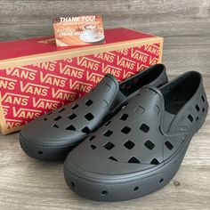 Vans Trek Slip-On Black Breathable Rinseable Durable Shoes Size 6 Men's Nwb. Condition Is New With Box. Box May Have Damage And/Or Be Without Lid. Shoes Are New, But May Not Be In Absolute Perfect Condition. May Have Minor Cosmetic Marks/Blemishes, Slight Discoloration, Shelf Wear, Missing Tags, Etc. Black Waterproof Slip-on Sneakers, Black Non-slip Vans Sneakers, Shoes Vans, Shoes Size 6, Men's Vans, Vans Black, Mens Vans, Vans Shoes, Shoes Mens