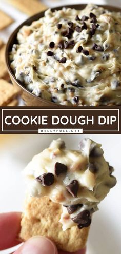 a cookie dough dip with chocolate chips in it