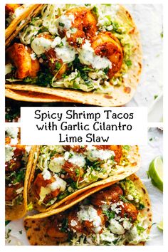 two tacos with garlic cilantro and lime slaw