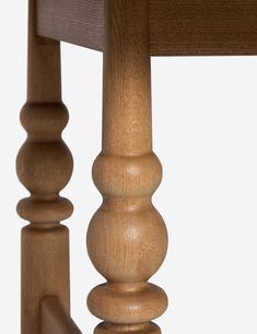 a close up of a wooden table with a white background