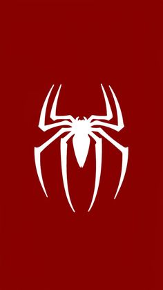 the spider logo on a red background