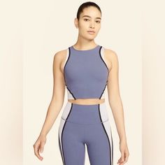 New With Tags! Nike Dri-Fit Yoga Top, In A Size 0x. Stock Photo Is A Bit Lighter Than Actual Item, Please See Pics Of Actual Item For Color. Comprised Of 63% Nylon, 37% Spandex, So Lots Of Stretch. Measurements Are Approximate: Pit To Pit ~ 23” Shoulder To Hem ~ 19” Nike Blue Activewear For Yoga, Blue Stretch Nike Tops, Fitted Blue Nike Tops, Nike Cotton Shorts, Grey Nike Pros, Nike Crop Top, Yoga Crop Tops, Nike Yoga, Workout Fits