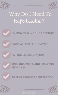 Why Exfoliate Skin, What Is Exfoliating, Skincare Ig Post, Benefits Of Exfoliating Skin, Exfoliation Quotes, Skincare Topics, Facial Quotes, Exfoliation Tips, Setting Spray For Oily Skin