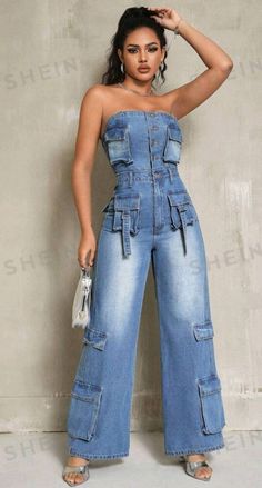 Denim Ideas, Quick Outfits, Jean Overalls, Denim And Lace, Leather And Lace, Chic Style, Denim Jeans, Denim Jacket, Overalls