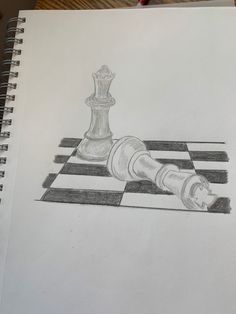 a drawing of a chess piece on a checkered board