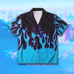 Home · OCEAN KAWAII · Online Store Powered by Storenvy Flame Shirt, Harajuku Clothes, Blue Flame, Blue Flames, Harajuku Fashion, Short Sleeve Blouse, Sweater Hoodie, Short Sleeve Shirt, Tshirt Print