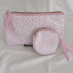 New With Tags Gartner Studios Pink Canvas Cosmetic Bag With Gold Polka Dots And Zipper. Matching Mini Pouch For Compact Or Mirror. Chic Pink Everyday Pouch, Feminine Pink Bag With Zipper Pouch, Chic Pink Pouch For Daily Use, Feminine Pink Pouch For Everyday Use, Pink Feminine Travel Pouch, Feminine Pink Travel Pouch, Pink Cosmetic Bag With Removable Pouch, Chic Pink Cosmetic Bag With Removable Pouch, Studio Bag