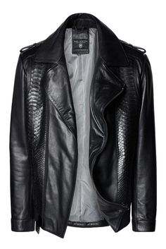 Perfecto II - Black Multi - Ron Tomson Designer Black Leather Biker Jacket, Edgy Leather Business Outerwear, Black Biker Leather Jacket For Formal Occasions, Elegant Leather Biker Jacket For Winter, Luxury Black Biker Jacket For Fall, Luxury Formal Biker Jacket For Fall, Luxury Biker Jacket For Formal Fall Occasions, Luxury Black Leather Biker Jacket, Edgy Black Leather Jacket For Business