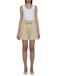 Marant Etoile's Ipolyte shorts in sand-tone denim featuring a ruffled elasticated waist with adjustable drawstring, side pockets and back buttoned pockets.?Size Type: France WomenGender: WomenMaterial: NATURAL (VEG)->COTTON100 %Color: BeigeMade in: TNProduct ID: SH0095FAB1H04E23SD*Import tax/duty will be calculated at checkout (If applicable) Valentino Garavani Bag, Polo Women, Linen Tank Top, Linen Tank, Saint Laurent Shoes, Luxury Dress, Top Collection, Yoga Wear, Casual Wardrobe