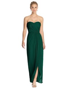 Strapless Draped Chiffon Maxi Dress - Lila Dressy Clothes, Bm Dresses, Dessy Collection, Draped Bodice, Strapless Evening Dress, Strapless Sweetheart Neckline, Bridesmaid Dress Styles, Infinity Dress, Bridal Party Dresses