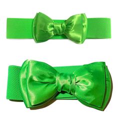 Banned Bella Bow Belts (18 colors!)-Belts-Glitz Glam and Rebellion GGR Pinup Bow Belt, Ribbon Belt, Stretch Belt, Waist Measurement, Green Ribbon, Ribbon Bow, Belt Size, Ribbon Bows, Belts