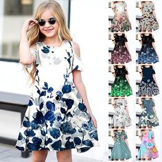 Season:Summer,Spring; Fabric:Polyester; Sleeve Length:Short Sleeve; Dress Length:Above Knee; Look After Me:Machine wash; Gender:Girls'; Style:Cute,Sweet,Casual; Elasticity:Micro-elastic; Occasion:Holiday,Vacation,Daily; Kids Apparel:Dress; Age Group:Kids; Fit Type:Regular Fit; Dresses Type:A Line Dress; Pattern:Floral; Design:Print; Age:3-12 Years; Listing Date:04/14/2022; Bust:; Length:; Neck:null; Sleeve:null; Waist:null; Print Type:3D Print Floral A Line Dress, Sweet Dresses, Girls Dresses Online, Dresses Spring, Girls Style, Spring Fabric, Holiday Vacation, Line Dress, Spring Summer Dress