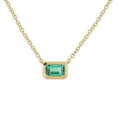 14K Gold Bezel Emerald Necklace Izakov Diamonds + Fine Jewelry Yellow Gold Necklace With Emerald Cut Bezel Setting, Yellow Gold Emerald Cut Necklace With Bezel Setting, Yellow Gold Emerald-cut Necklace With Bezel Setting, Emerald Cut Birthstone Necklace In 14k Gold, 14k Gold Emerald Cut Birthstone Necklaces, 14k Gold Emerald Cut Birthstone Necklace, Fine Jewelry Gemstone Rectangular Pendant Necklace, 14k Gold Necklace With Gemstone In Rectangular Pendant, 14k Gold Gemstone Rectangular Pendant Necklace