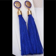 $14 Each Your Choice Of Royalblue, Turquoise Or White Buy More And Save Both 2 Pairs For $20 Brand New Bohemian Blue Fringe Tassel Earrings, Trendy Blue Tassel Earrings With Fringe, Blue Bohemian Tassel Earrings, Blue Dangle Tassel Earrings With Fringe, Blue Dangle Tassel Earrings For Beach, Blue Tassel Dangle Earrings For Summer, Blue Summer Tassel Dangle Earrings, Blue Fringe Tassel Earrings For Party, Elegant Blue Tassel Earrings