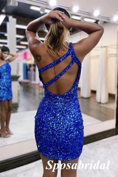 Sparkly Royal Blue Sequin One Shoulder Sheath Mini Dresses/ Homecoming Dresses, PD3555 Description: 1. Material: sequin2. Color: custom colors are welcome, please Contact us and tell us style number, we will send you color charts to choose.3. Size: standard size or custom size, if you need custom service, we need following measurements, please leave information in the note of shopping cart. * are necessary.*bust _______ cm/inch*waist _______cm/inch*hips _______cm/inchshoulder to shoulder _______ Homecoming Dresses Royal Blue, Royal Blue Homecoming Dresses, Purple Sequin Dress, Bodycon Dress Homecoming, Backless Homecoming Dresses, Homecoming Dresses Sparkly, Sequin Homecoming Dress, Homecoming Ideas, Mini Homecoming Dresses