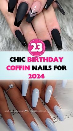 Get inspired by these stylish 2024 coffin birthday nails that are perfect for any party. Chic Nails Coffin, 30 Birthday Nails, Coffin Birthday Nails, Pretty Nails Coffin, Birthday Nails Coffin, Birthday Stand, Birthday Nail Ideas, Rose Gold Christmas Tree, Coffin Nail Designs