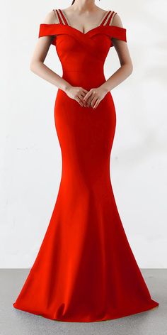 Hot Red Sexy Cold Shoulder Long Evening Dress (Stunning) Classy Long Dress, Dress For Ladies, Long Evening Dress, Fishtail Dress, Feminine Women, Elegant Ladies, Elegant Dresses For Women, Maxi Dress Evening, Evening Dresses Long